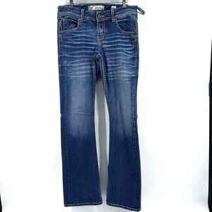 Y2K BKE Low Rise Flare Jeans Womens 29L Bootcut Medium Wash Stretch Grunge Indie